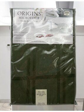 Origins Microfiber Tablecloth 52 Inch Square Sage Green Spill-Proof Dining